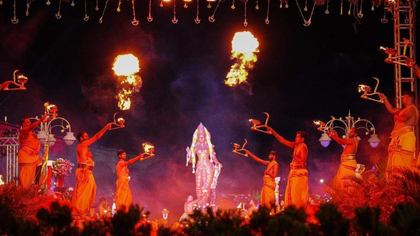 ಕೆಆರ್‌ಎಸ್‌ನ ಕಾವೇರಿ ಆರತಿಗೆ ಜಗಮಗದ ದೀಪಾಲಂಕಾರ