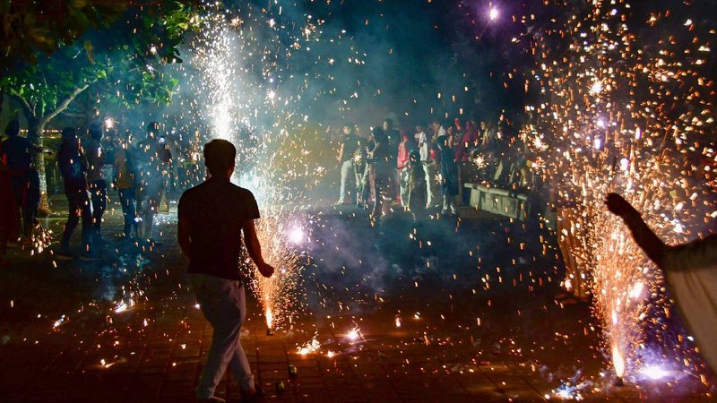 cracker burning during deepavali